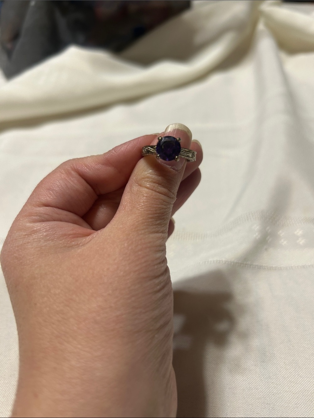 Sterling Silver Purple Stone Solitaire Ring